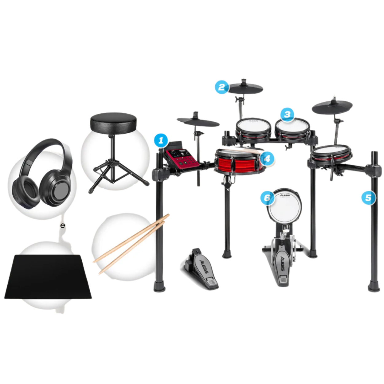 Alesis Nitro Pro Electronic Drum Kit with Free Drum Stool, Headphone, Drum Rug and Drumstick