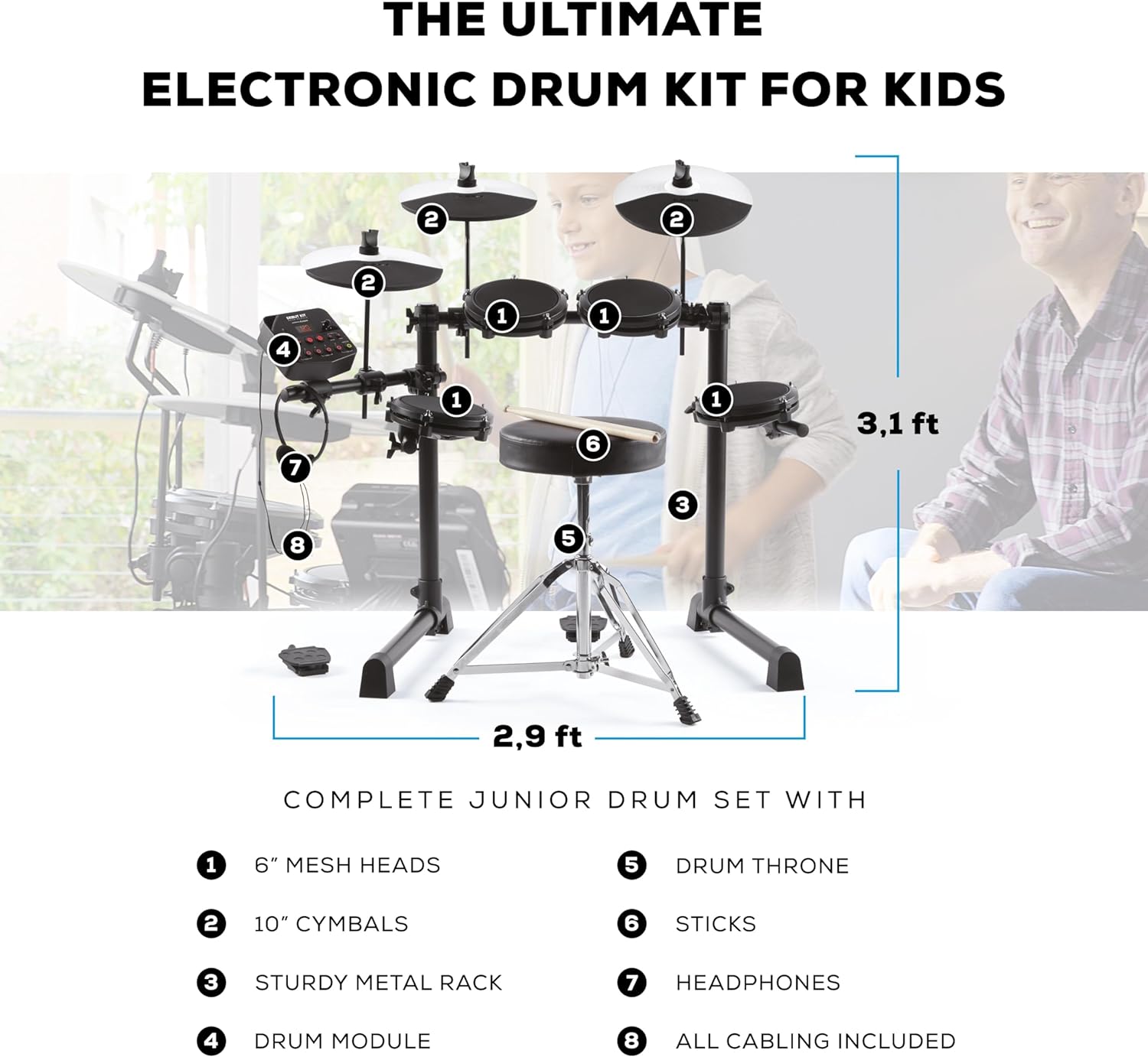 Alesis Debut Electronic Drum Kit - Kids Drum Set with Drum Stool, Drumsticks and Headphones