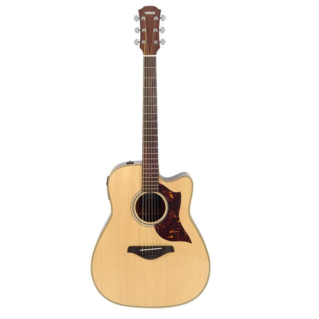 Yamaha A1M Dreadnought Cutaway Acoustic-Electric Guitar with Xvive U2 Wireless Guitar System - Natural