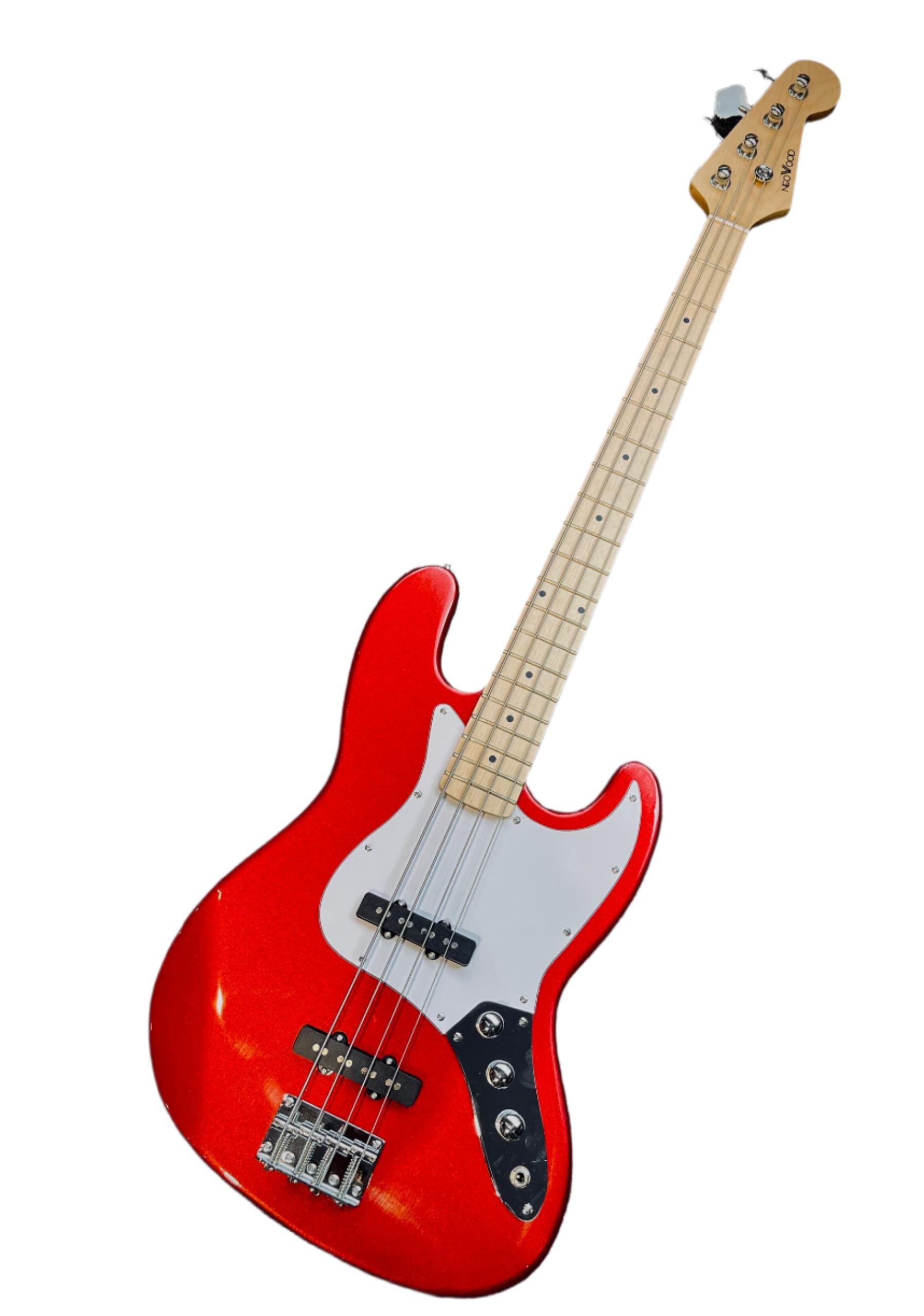 Neowood K-EB6-4-M RD Jazz Bass 4 String Maple Neck Bass Guitar Red