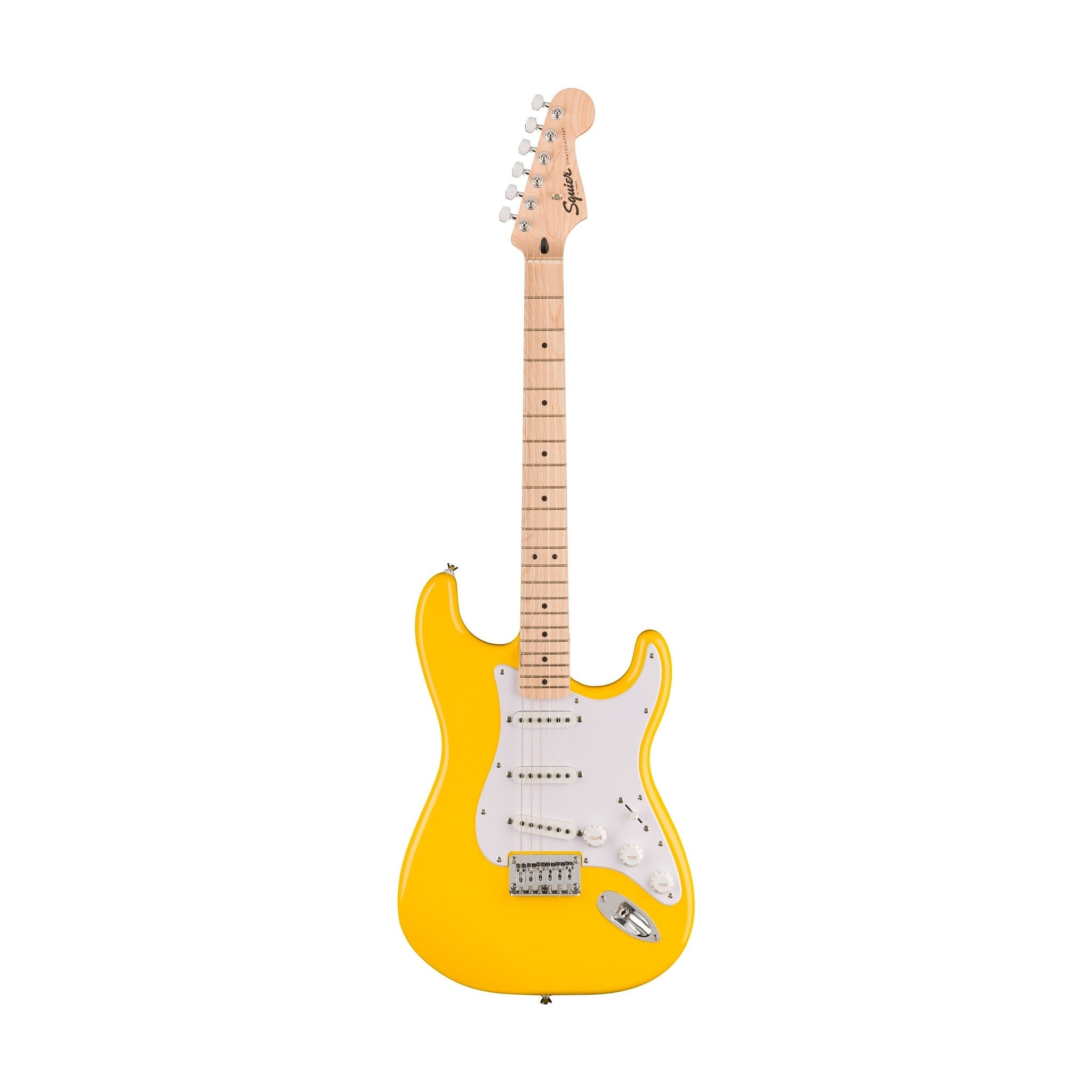 Squier Limited Edition Sonic Stratocaster HT Electric Guitar w/White Pickguard, Maple FB, Graffiti Yellow