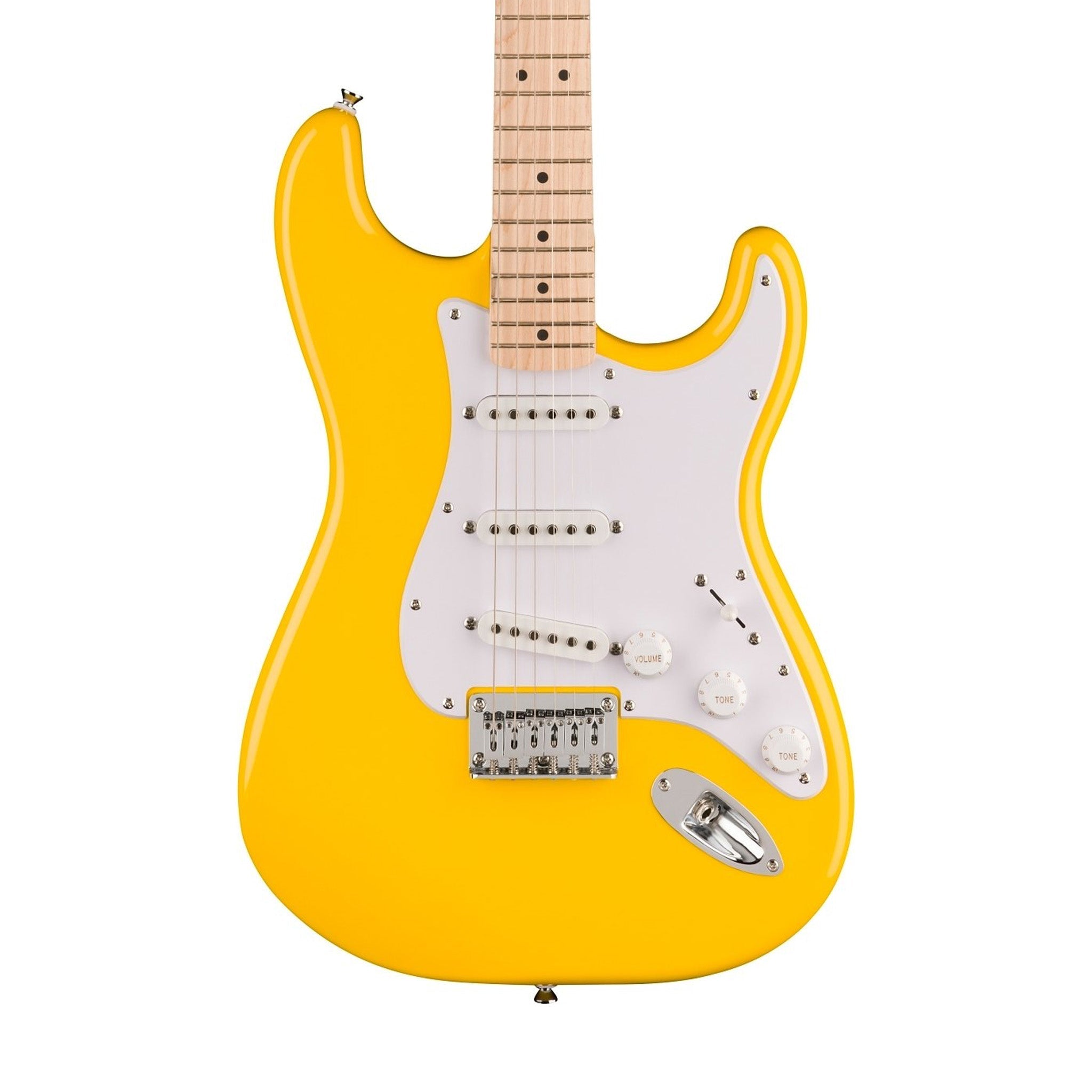 Squier Limited Edition Sonic Stratocaster HT Electric Guitar w/White Pickguard, Maple FB, Graffiti Yellow | Zoso Music Sdn Bhd