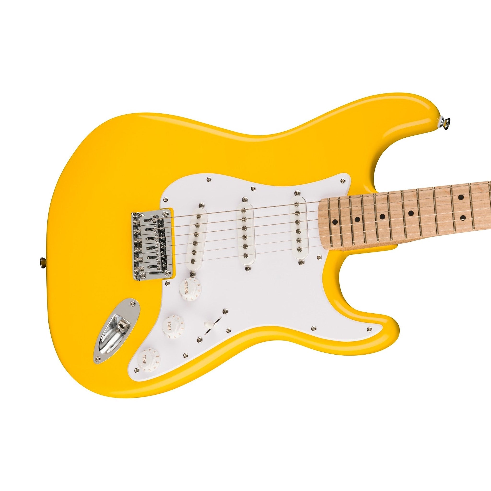 Squier Limited Edition Sonic Stratocaster HT Electric Guitar w/White Pickguard, Maple FB, Graffiti Yellow