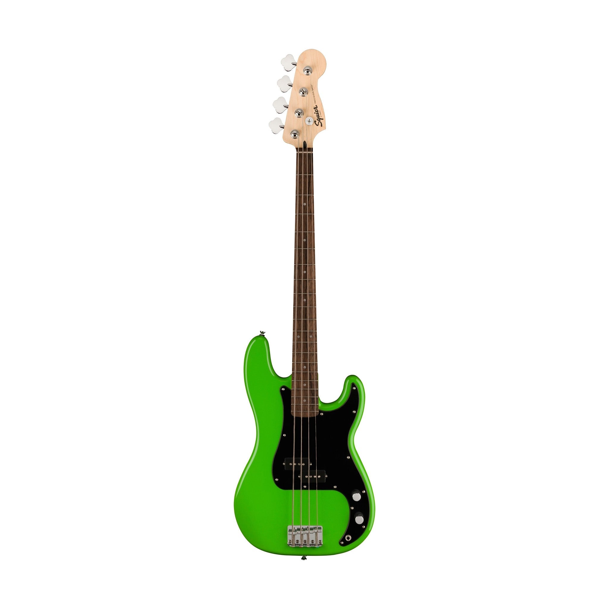 Squier Limited Edition Sonic Precision Bass Guitar w/Black Pickguard, Laurel FB, Lime Green