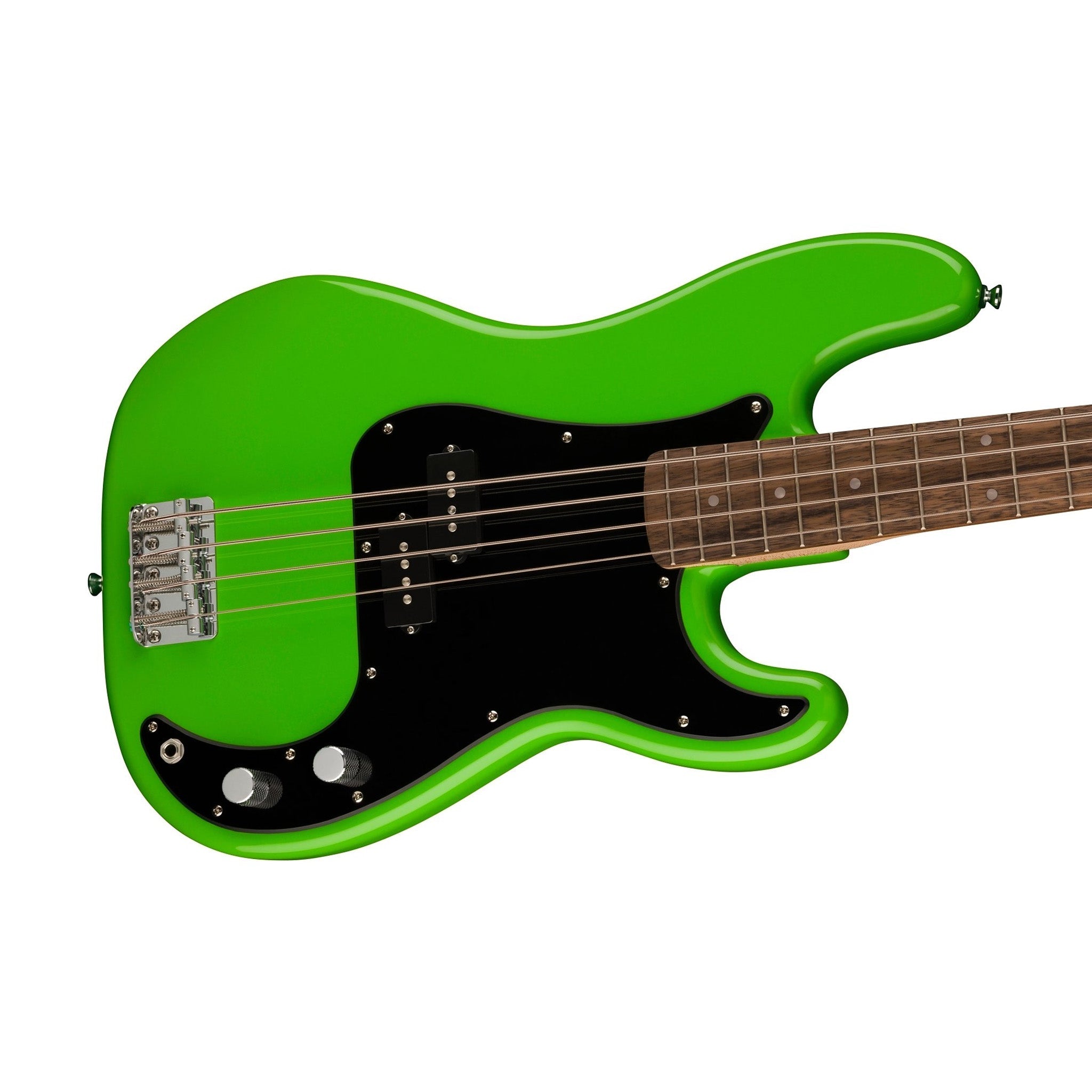 Squier Limited Edition Sonic Precision Bass Guitar w/Black Pickguard, Laurel FB, Lime Green