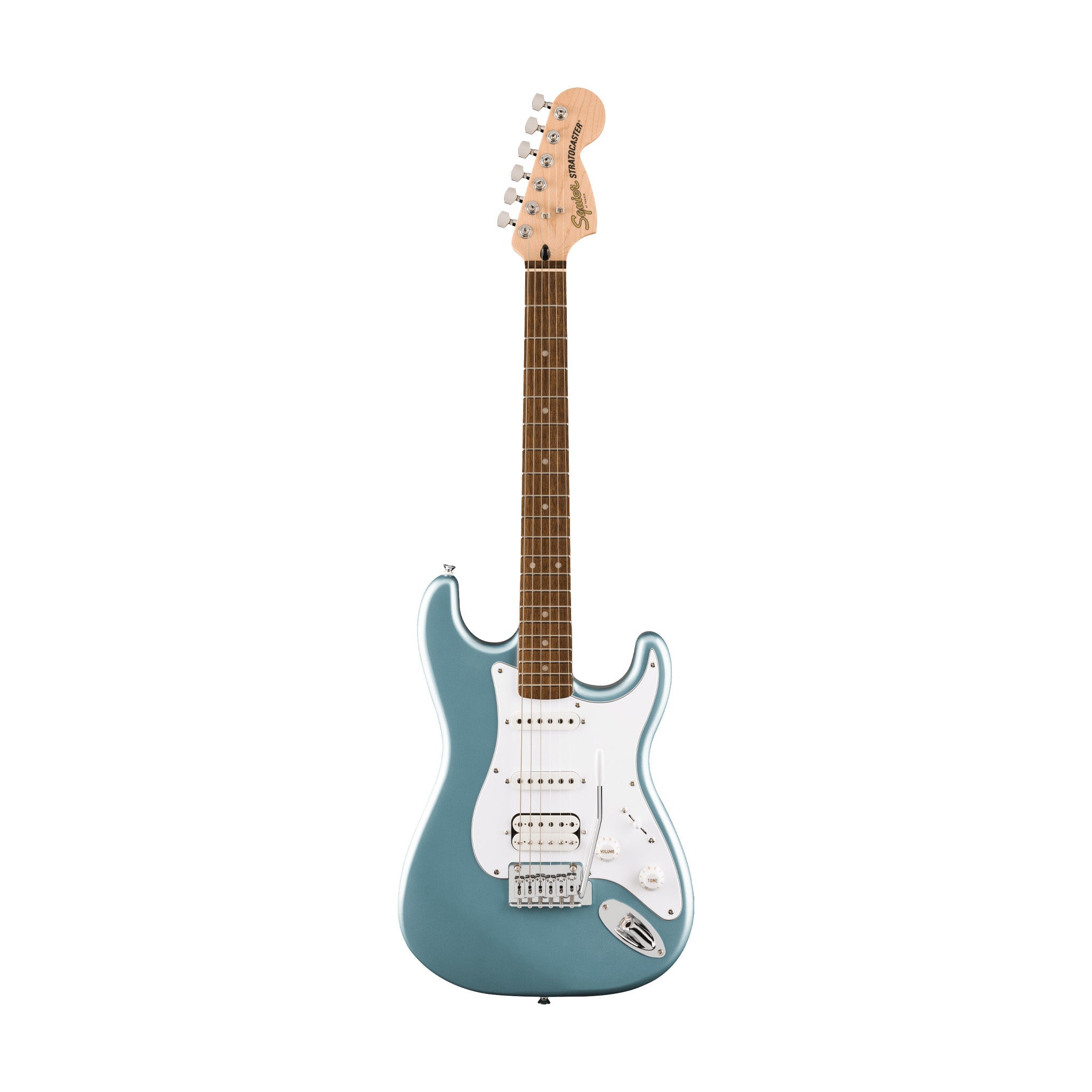 Squier Affinity Series Stratocaster Junior HSS Electric Guitar, Laurel FB, Ice Blue Metallic