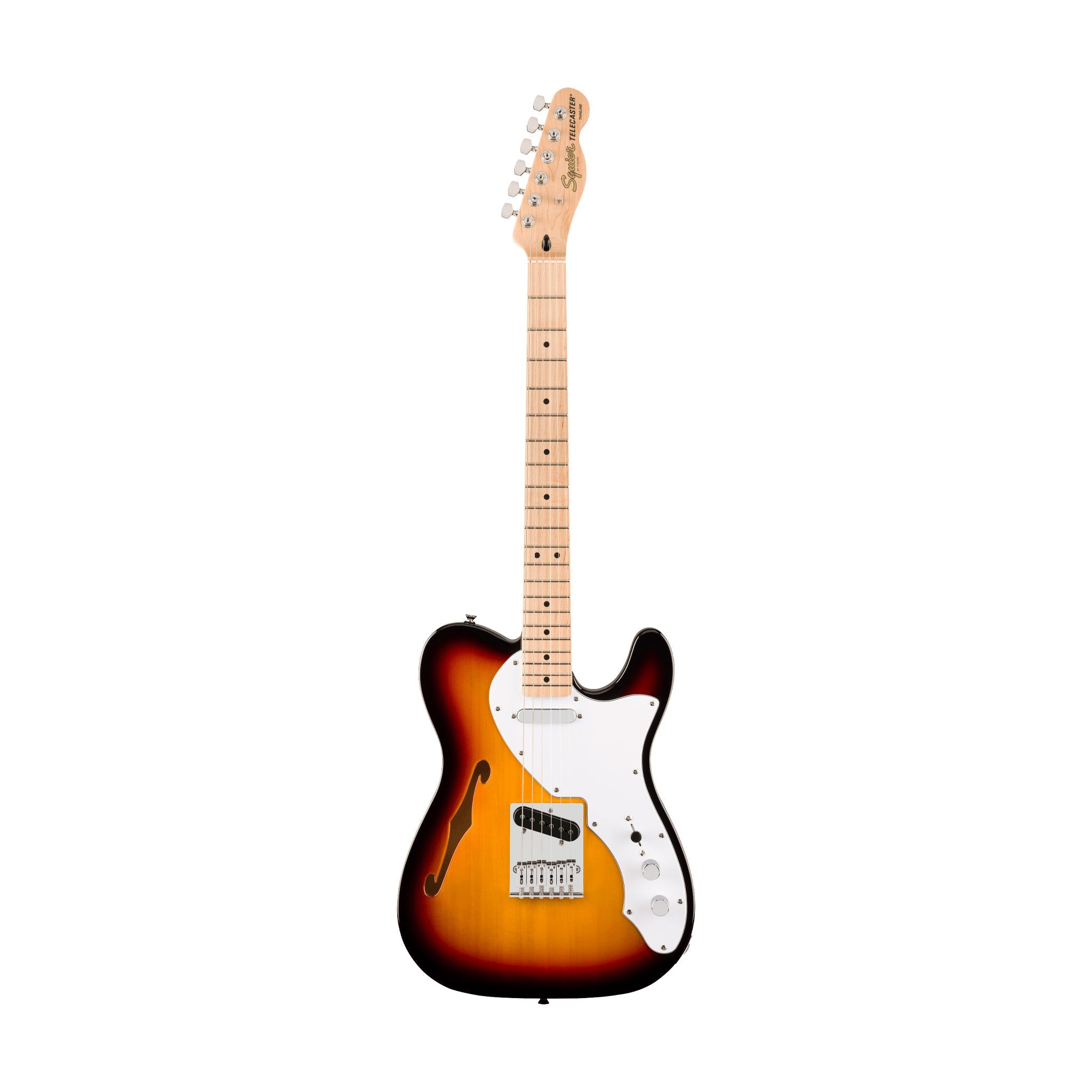 Squier Affinity Series Telecaster Thinline Electric Guitar, Maple FB, 3-Color Sunburst