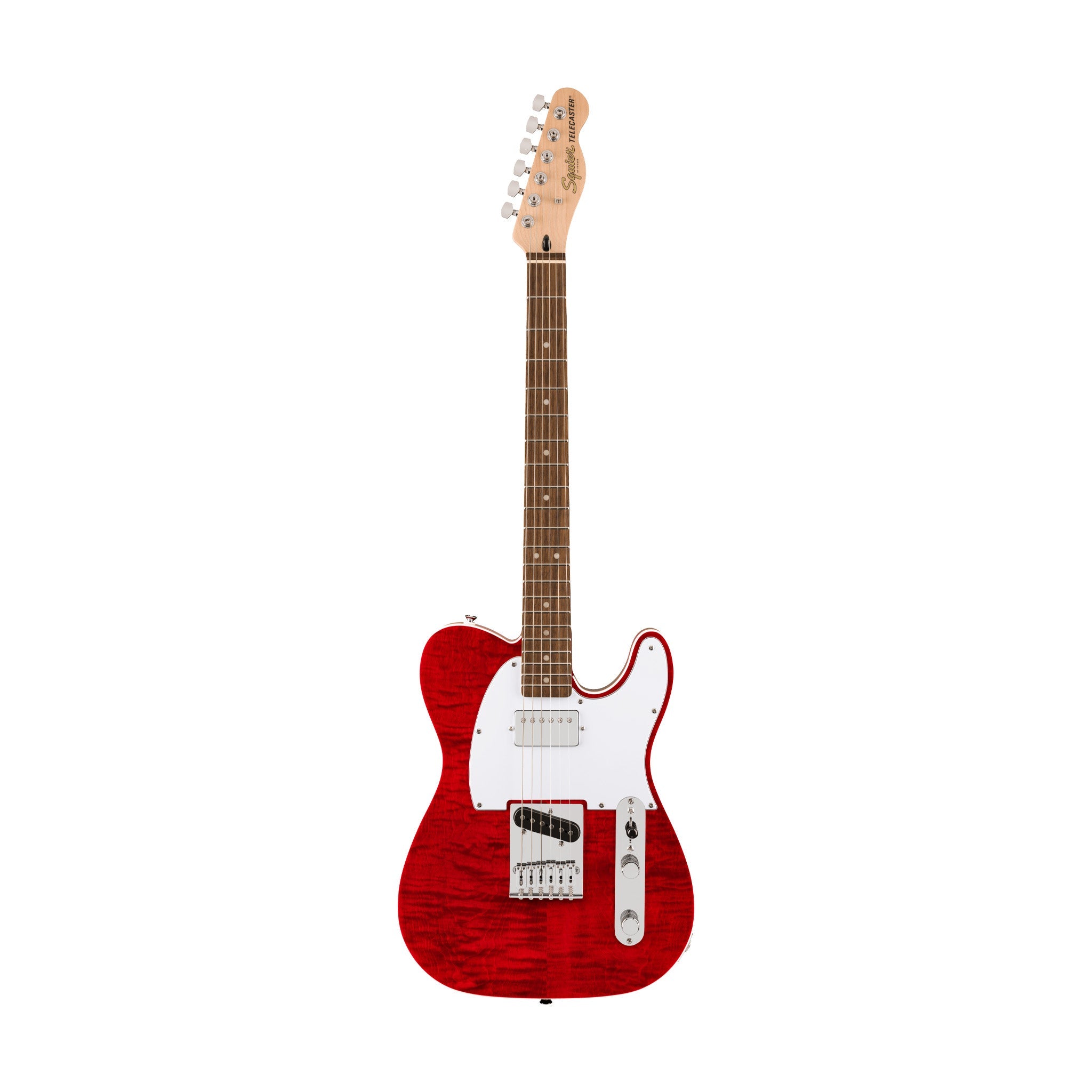 Squier Affinity Series Telecaster FMT SH Electric Guitar, Laurel FB, Crimson Red Transparent