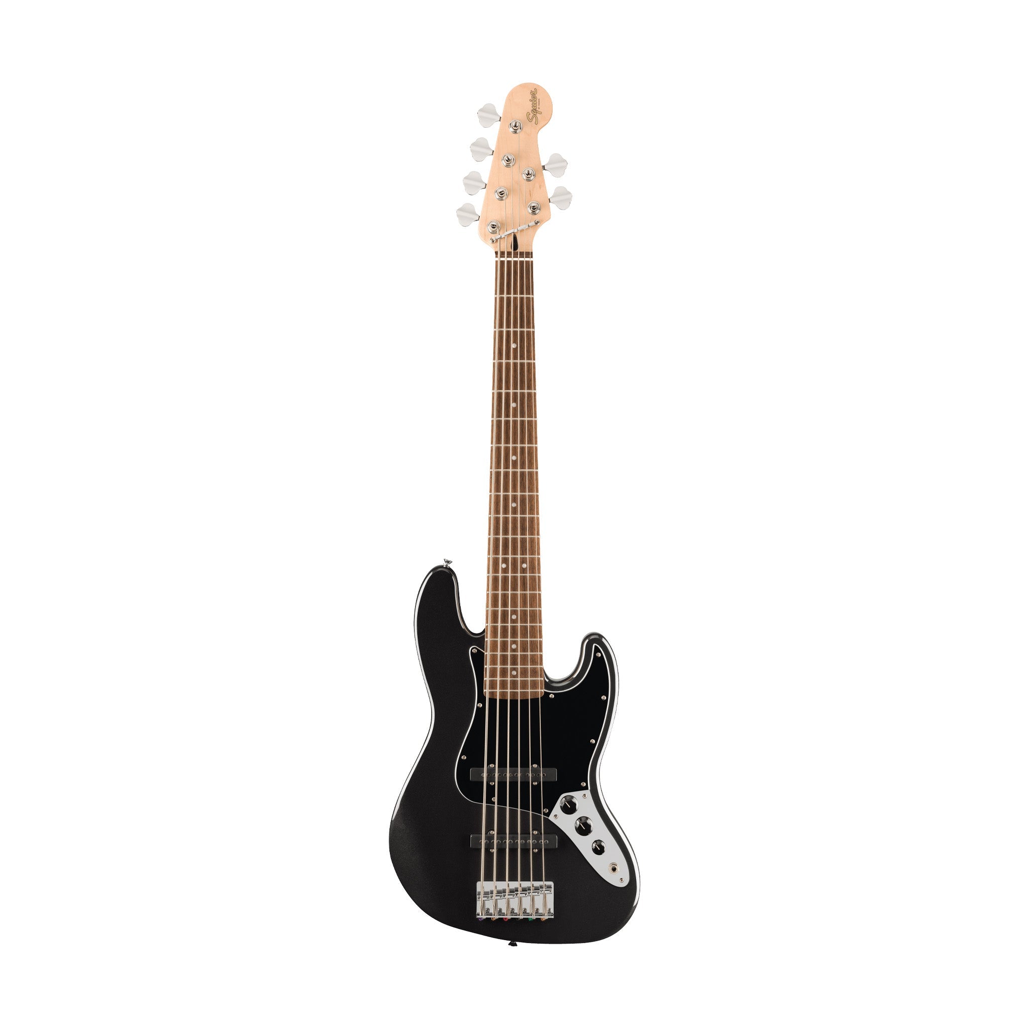 Squier Affinity Series Jazz Bass VI Guitar, Indian Laurel FB, Black Metallic