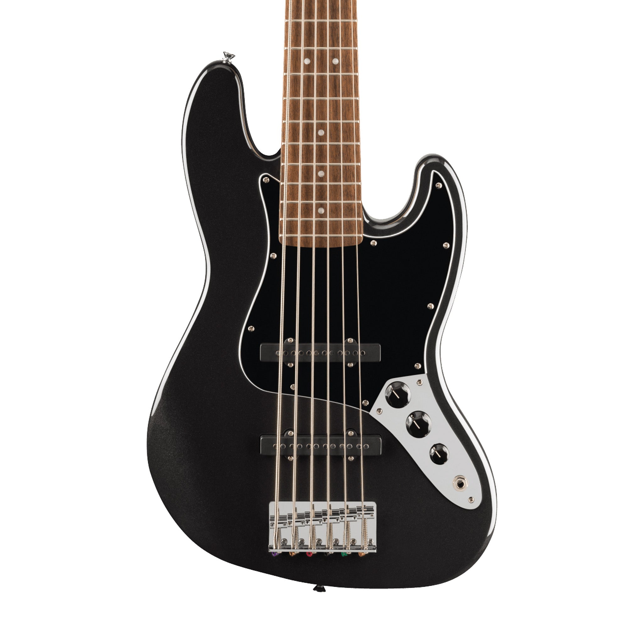 Squier Affinity Series Jazz Bass VI Guitar, Indian Laurel FB, Black Metallic | Zoso Music Sdn Bhd