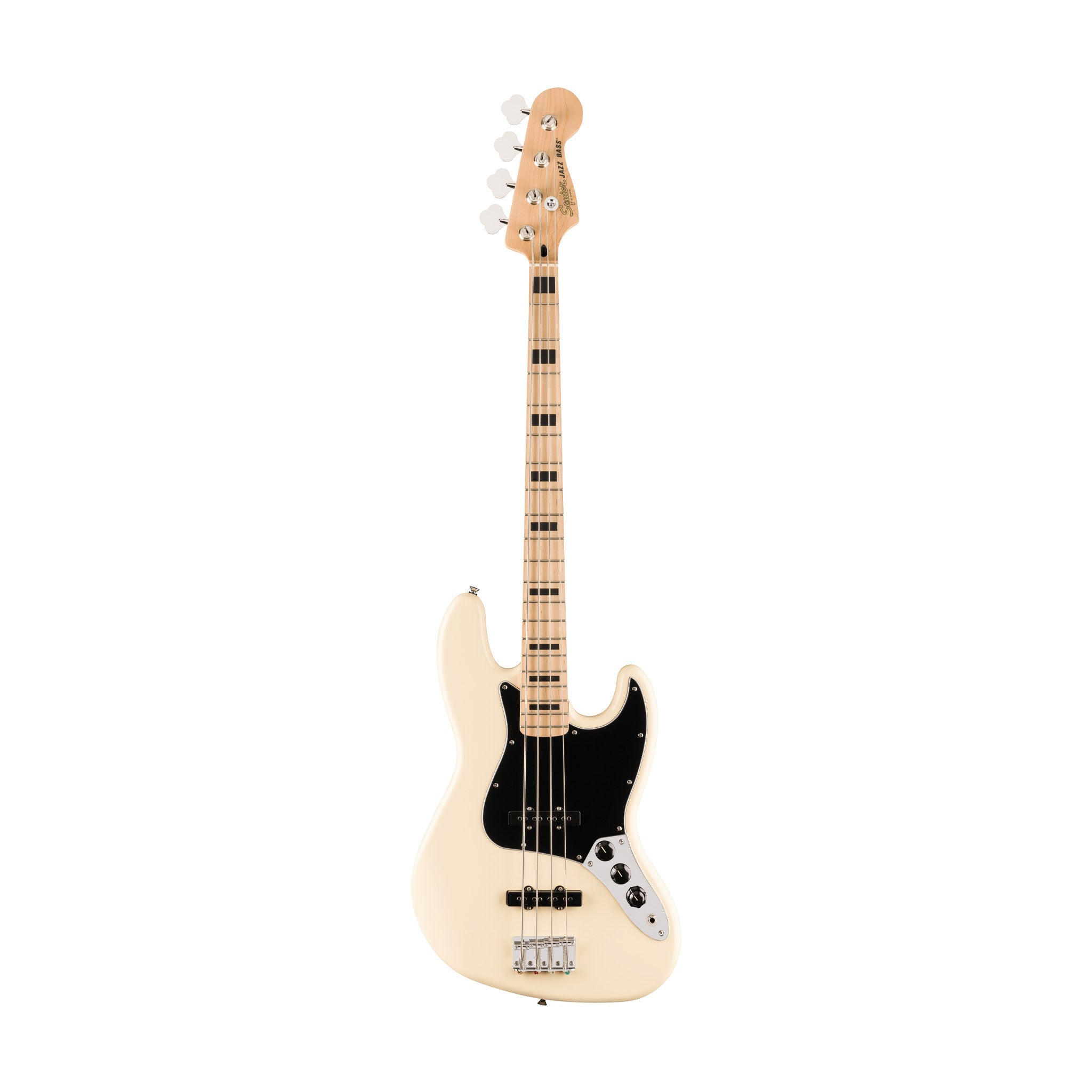 Squier Affinity Series Active Jazz Bass Guitar, Maple FB, Olympic White