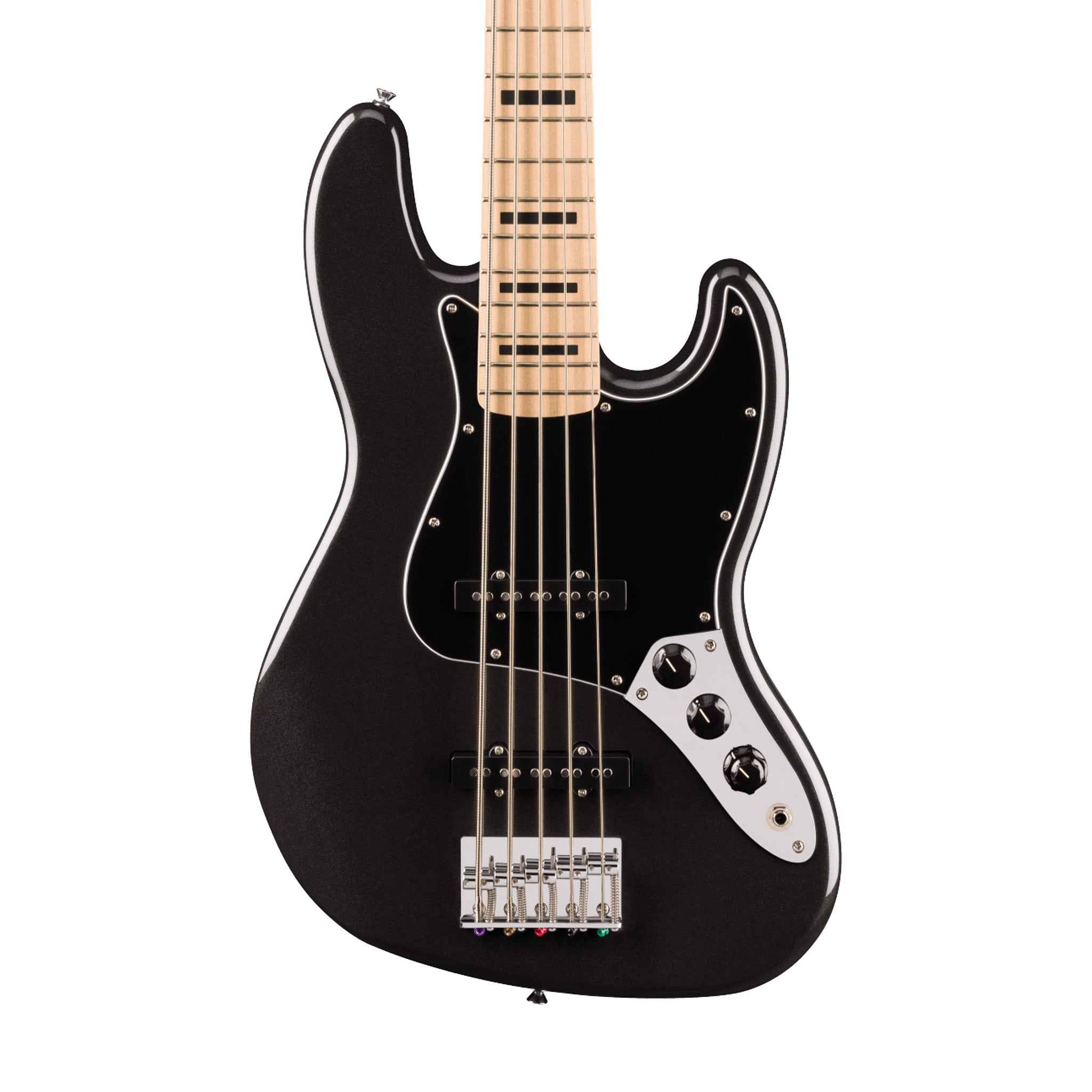 Squier Affinity Series Active Jazz Bass V Guitar, Maple FB, Black Metallic