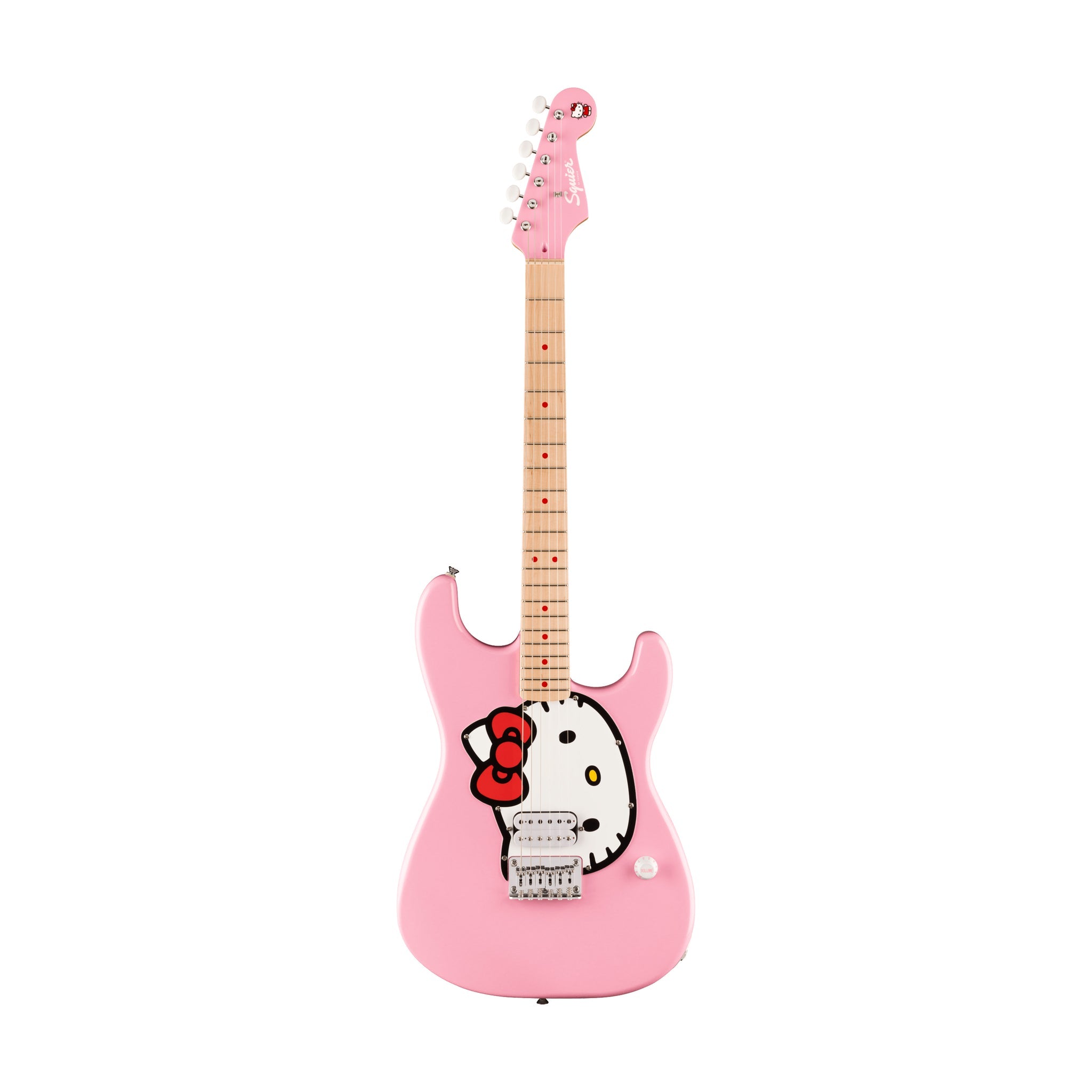 Squier by Fender Limited Edition Hello Kitty Stratocaster Electric Guitar, Maple FB, Pink