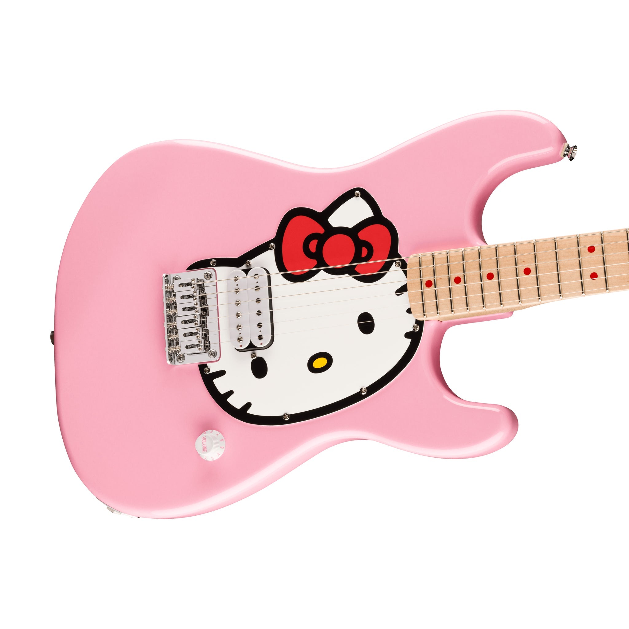 Squier by Fender Limited Edition Hello Kitty Stratocaster Electric Guitar, Maple FB, Pink