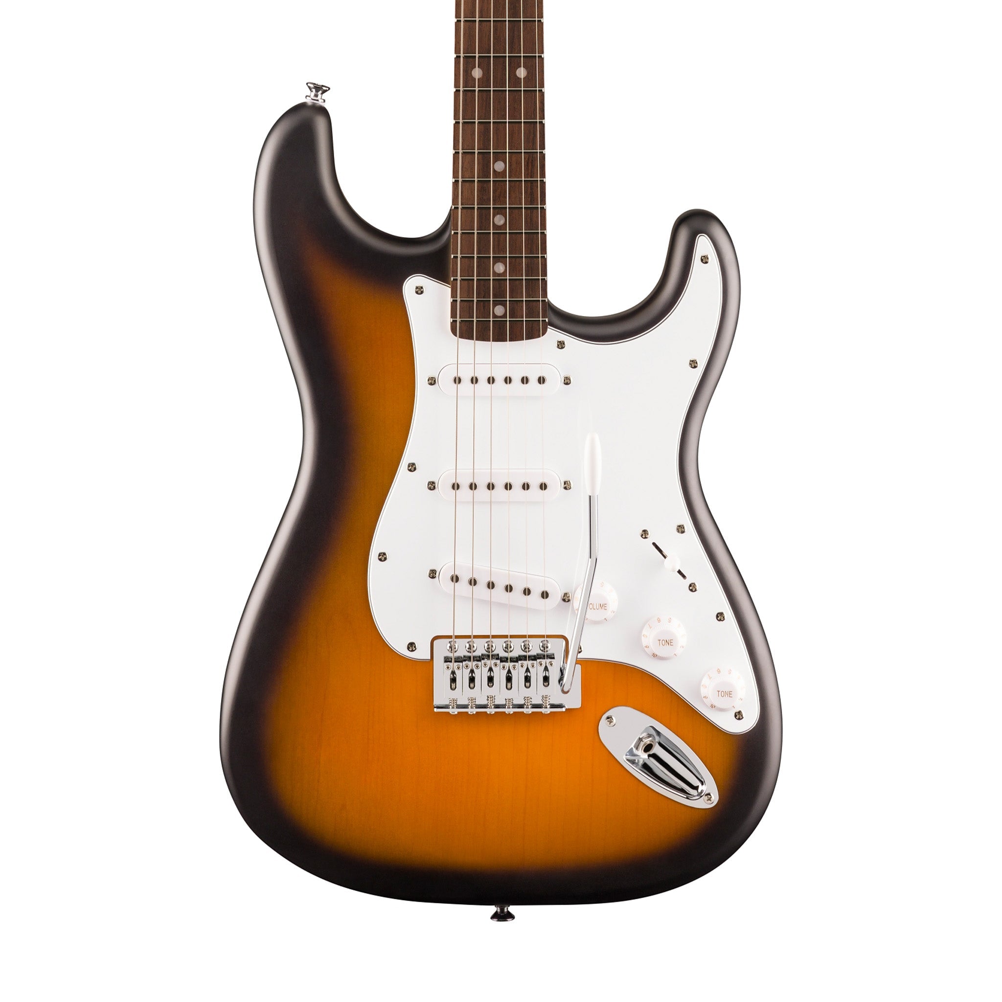 Squier Debut Series Stratocaster Electric Guitar, Laurel FB, 2-Colour Sunburst | Zoso Music Sdn Bhd