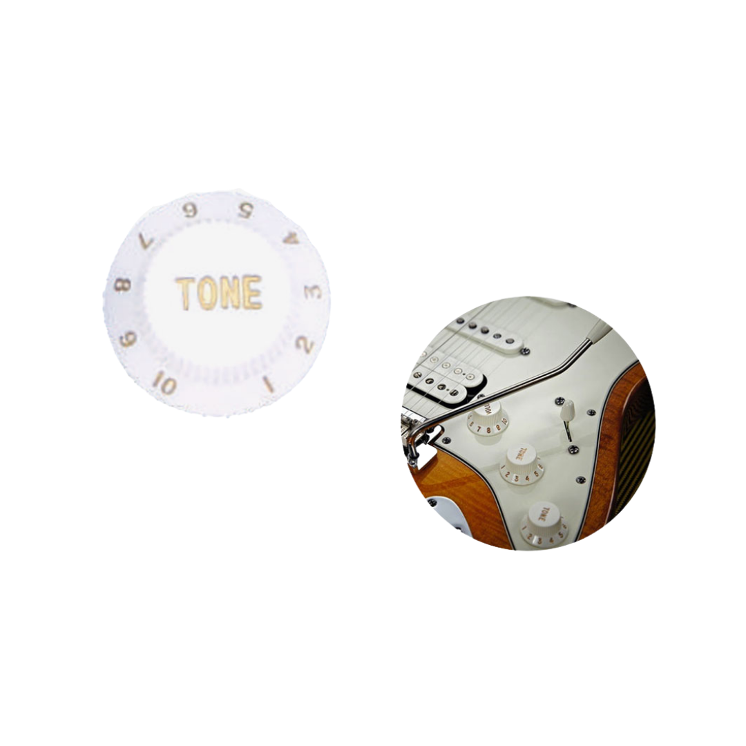 MINGS ELECTRIC GUITAR STRATOCASTER TONE KNOB WHITE WITH GOLEN LETTER, MINGS, GUITAR & BASS ACCESSORIES, mings-guitar-accessories-min-pn-s1t, ZOSO MUSIC SDN BHD