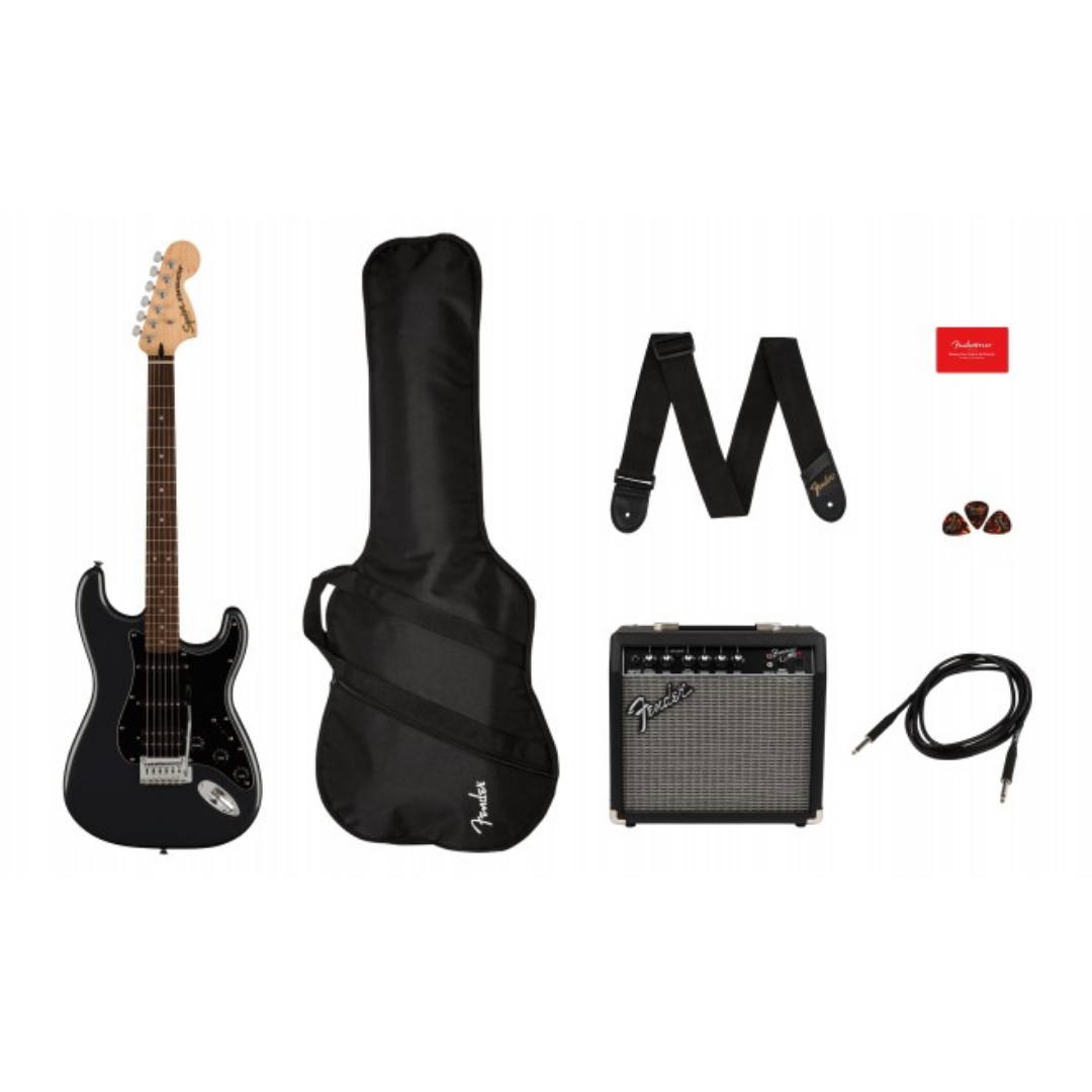 Squier Affinity Series HSS Stratocaster Guitar Pack, Laurel FB, Charcoal Frost Metallic, 230V, UK, SQUIER BY FENDER, ELECTRIC GUITAR, squier-electric-guitar-f03-037-2821-469, ZOSO MUSIC SDN BHD