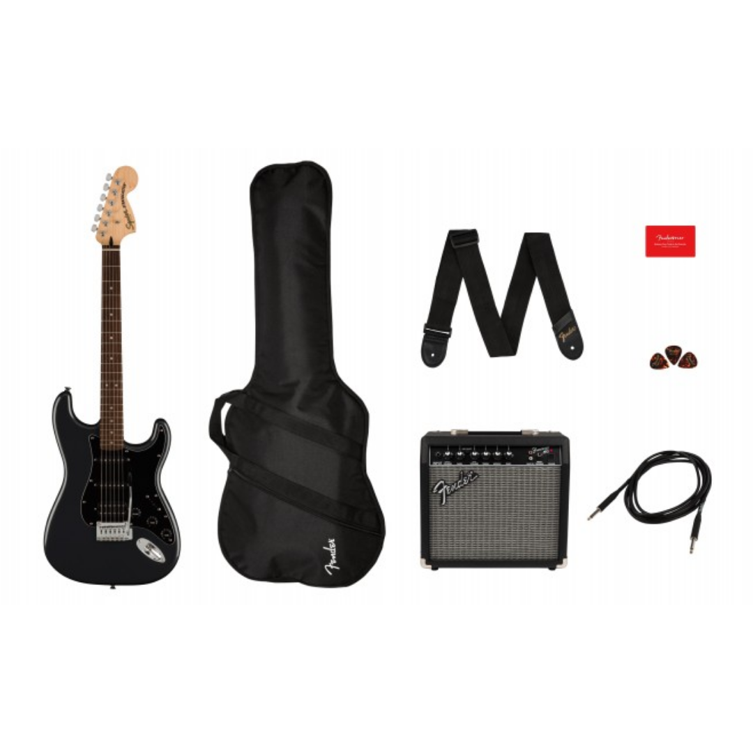 Squier Affinity Series HSS Stratocaster Guitar Pack, Laurel FB, Charcoal Frost Metallic, 230V, EU, SQUIER BY FENDER, ELECTRIC GUITAR, squier-electric-guitar-f03-037-2821-669, ZOSO MUSIC SDN BHD