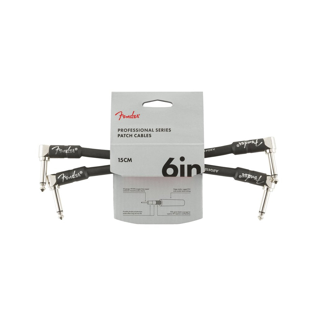 Fender Professional Series Patch Cable, 6inch, Black, 2-Pack, FENDER, CABLES, fender-cables-f03-099-0820-023, ZOSO MUSIC SDN BHD