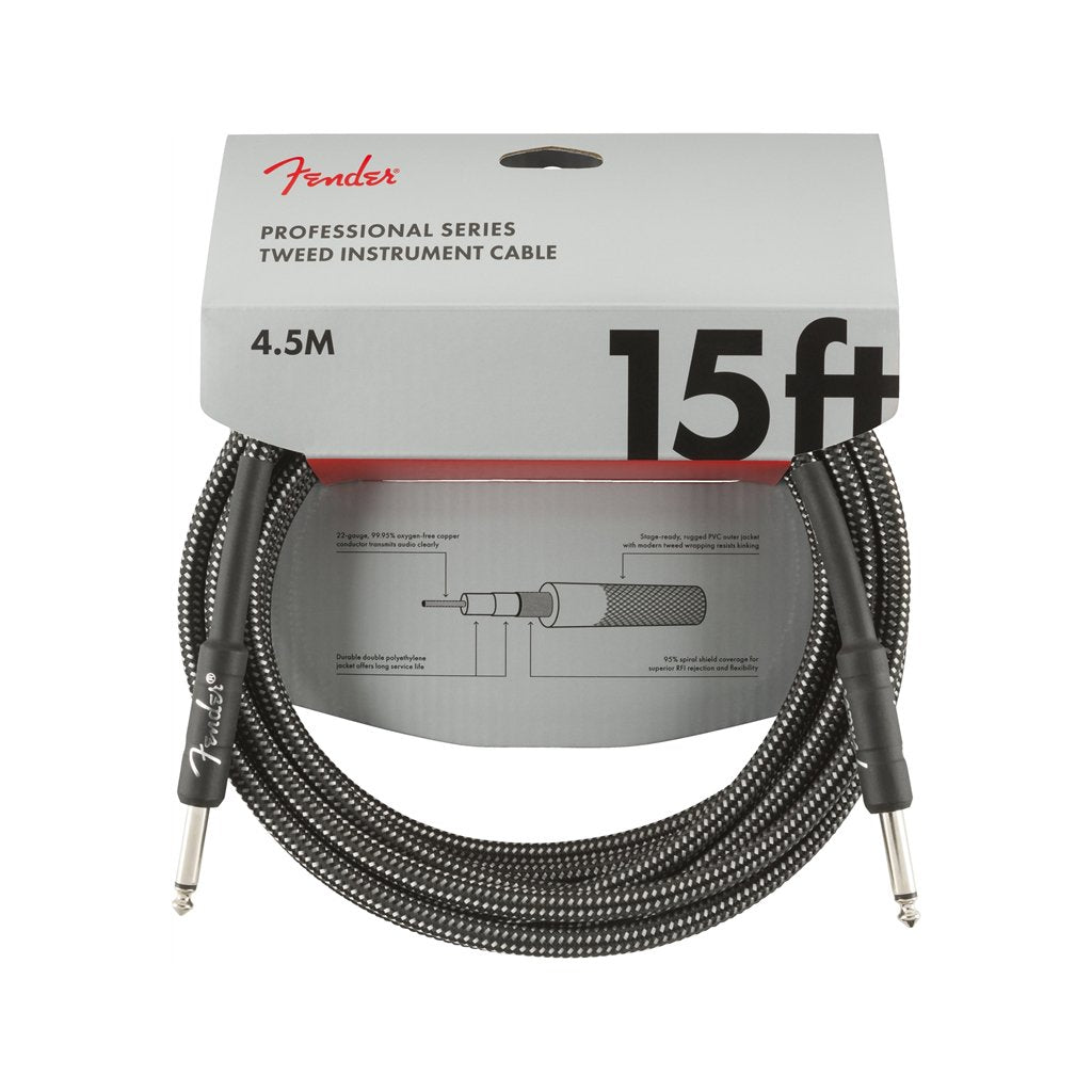 Fender Professional Series Instrument Cable, 15ft, Grey Tweed, FENDER, CABLES, fender-cables-f03-099-0820-065, ZOSO MUSIC SDN BHD