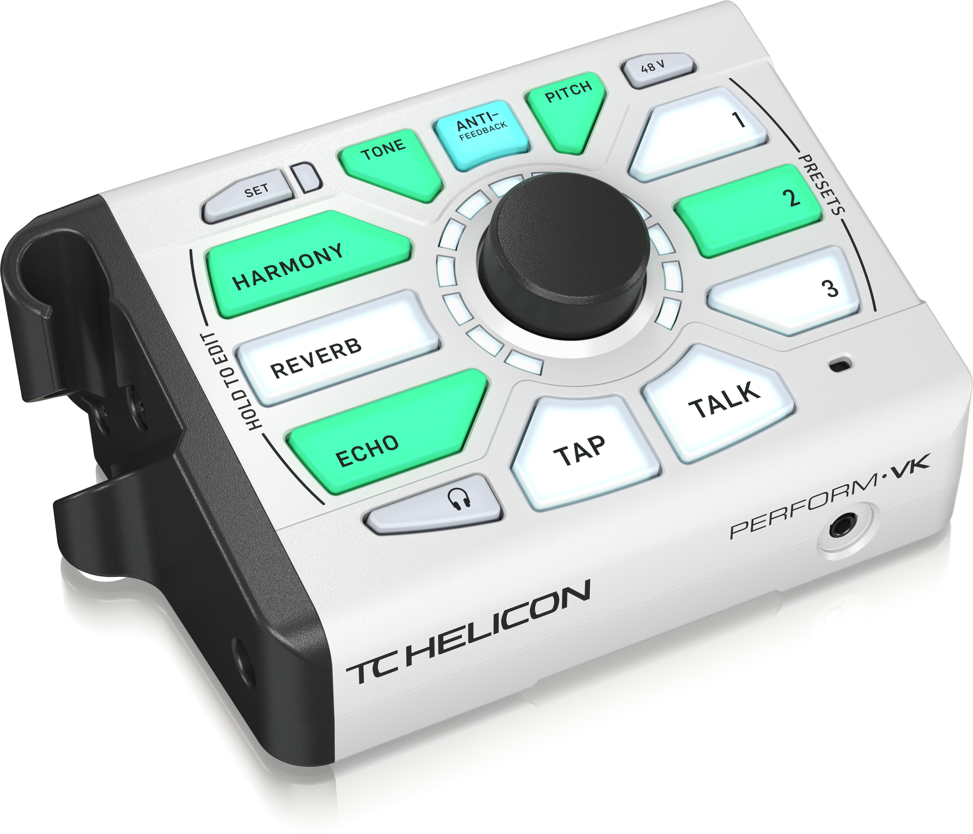 TC HELICON PERFORM-VK ULTIMATE MIC STAND-MOUNT VOCAL PROCESSOR FOR STUDIO-QUALITY SOUND WITH EXPANDABLE EFFECTS AND KEYBOARD I/O, TC HELICON, VOCAL PROCESSORS, tc-helicon-vocal-processors-perform-vk, ZOSO MUSIC SDN BHD