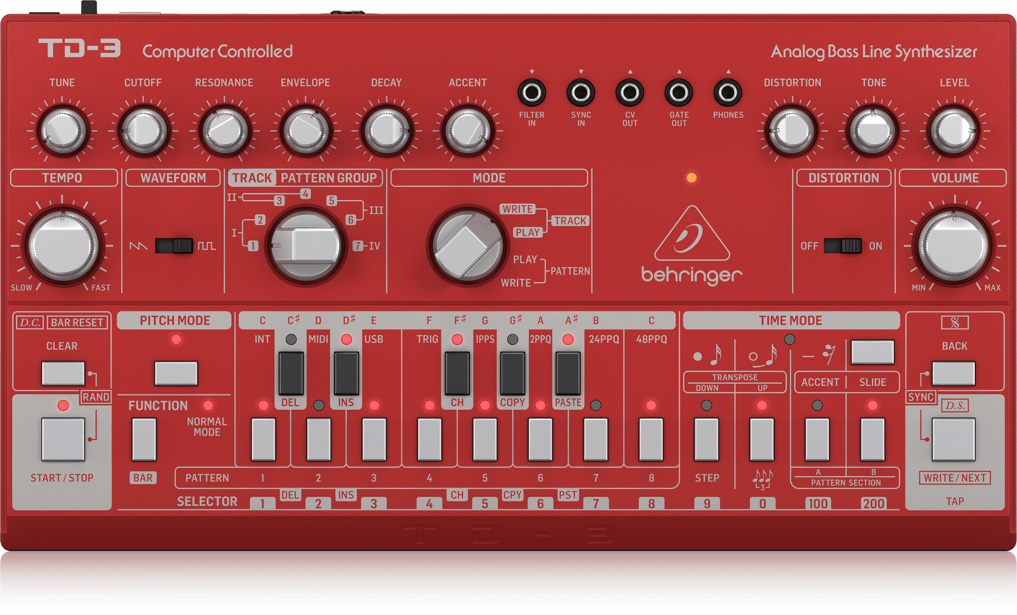 Behringer TD-3-RD Analog Bass Line Synthesizer - Red (TD-3 / TD3) | BEHRINGER , Zoso Music