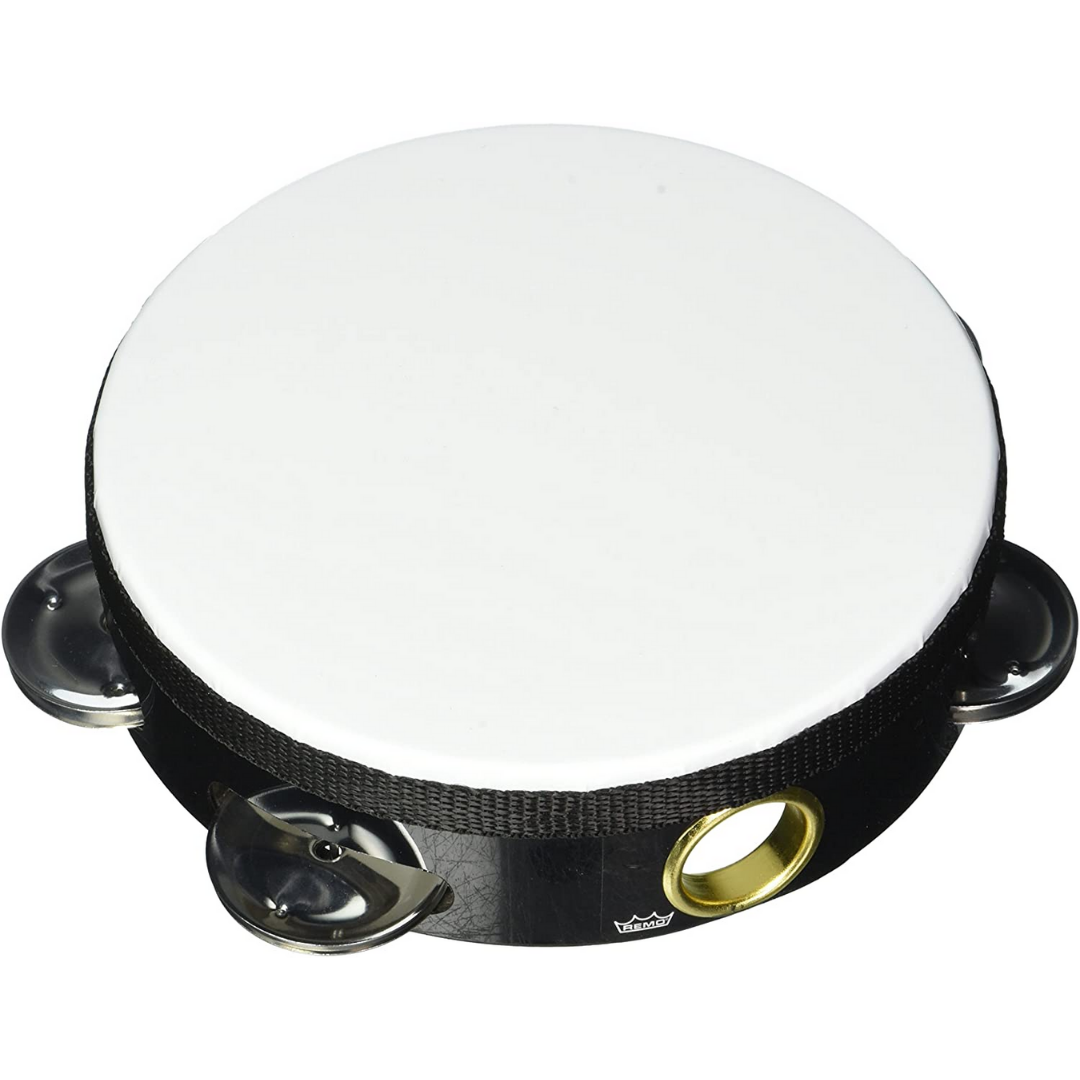 REMO TA-5110 ML ECONOMY TAMBOURINE QUADURA 10 INCH SINGLE RING WITH SKIN, BLACK, REMO, DRUM ACCESSORIES, remo-drum-accessories-ta5110-ml, ZOSO MUSIC SDN BHD