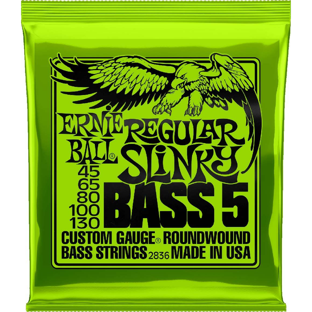 ERNIE BALL 2836 REGULAR SLINKY ROUNDWOUND 5-STRING BASS STRINGS 45-130 | ERNIE BALL , Zoso Music